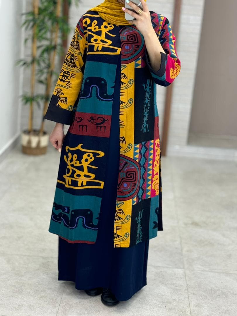 مانتو جیب در پیله رنگی طرح صحرا — تصویر ۲
