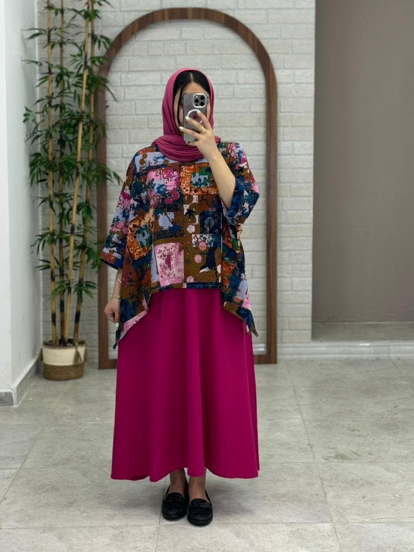 کراپ سایه صورتی رنگی طرح چاپی — تصویر ۲
