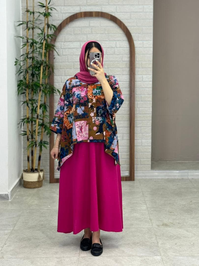 کراپ سایه صورتی رنگی طرح چاپی