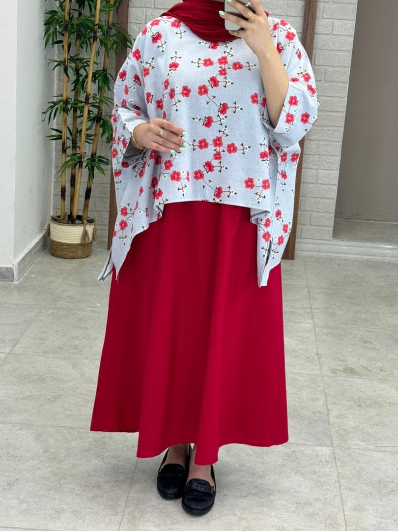 کراپ سایه طوسی آبی گل قرمز — تصویر ۲