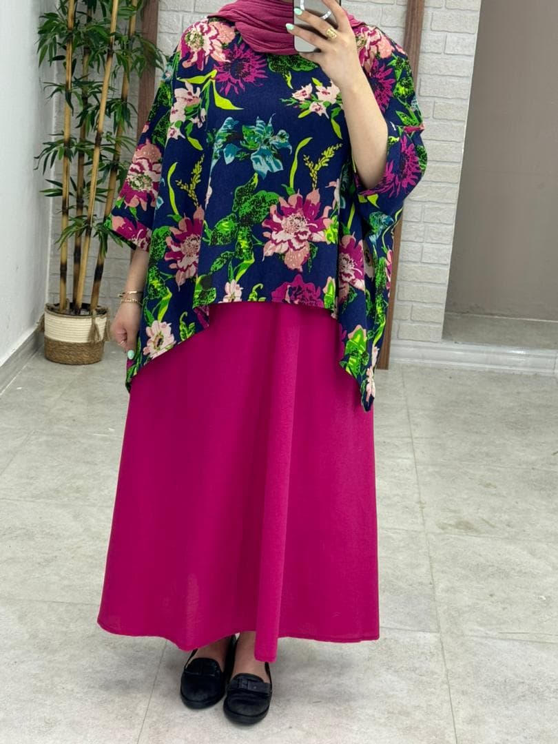 کراپ سایه سورمه ای گل درشت سرخابی — تصویر ۲