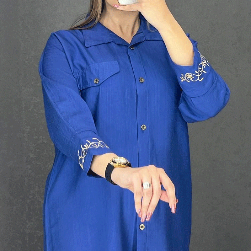 مانتو قواره دار آستین گلدوزی (پک 6 عددی)
