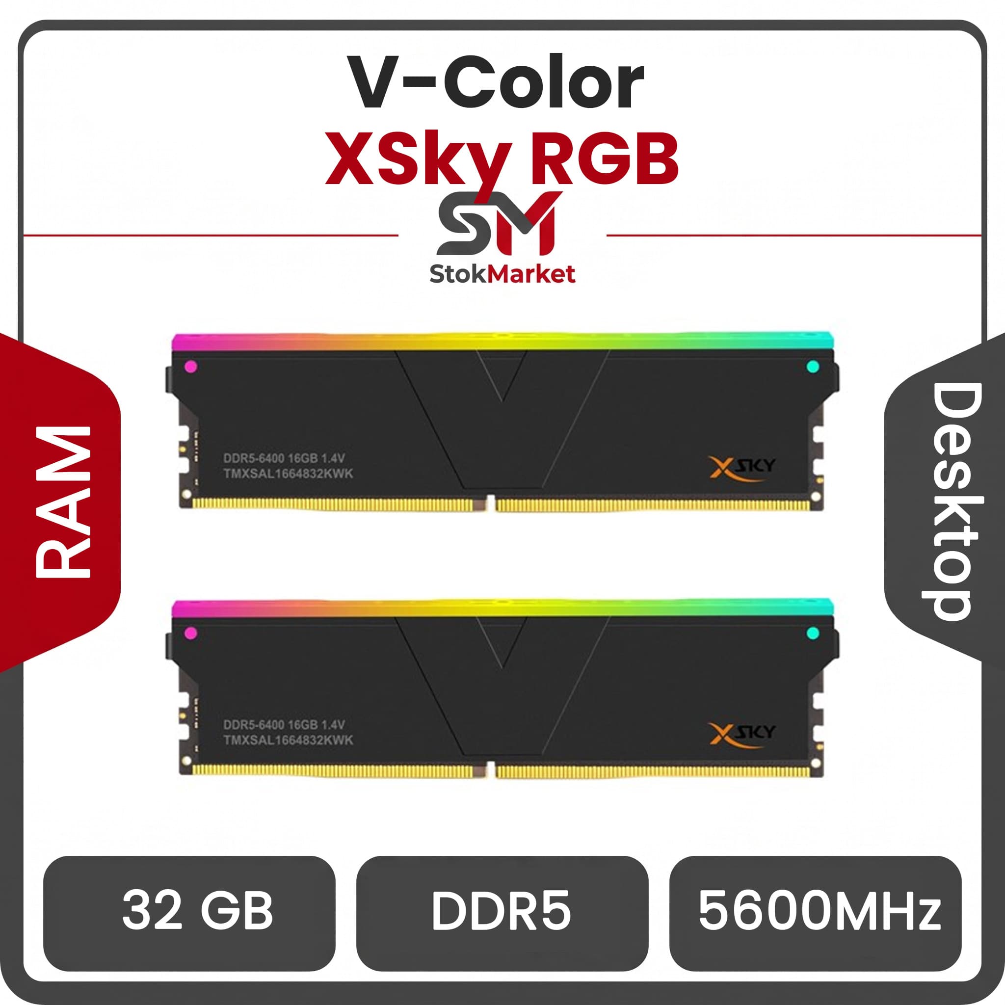 رم وی کالر دو کاناله XSky RGB 32GB (2 x 16GB) DDR5 5600 CL28