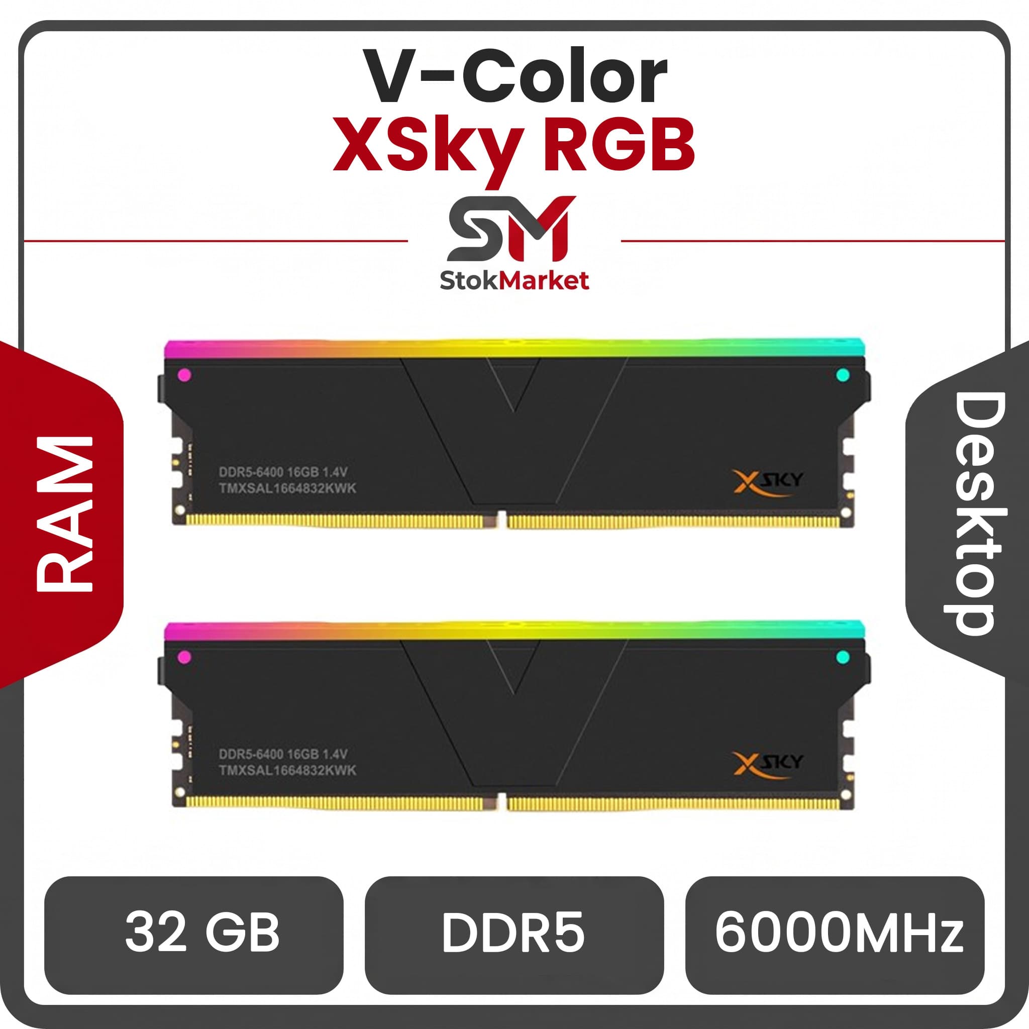 رم وی کالر دو کاناله XSky RGB 32GB (2 x 16GB) DDR5 5600 CL28 — تصویر ۲