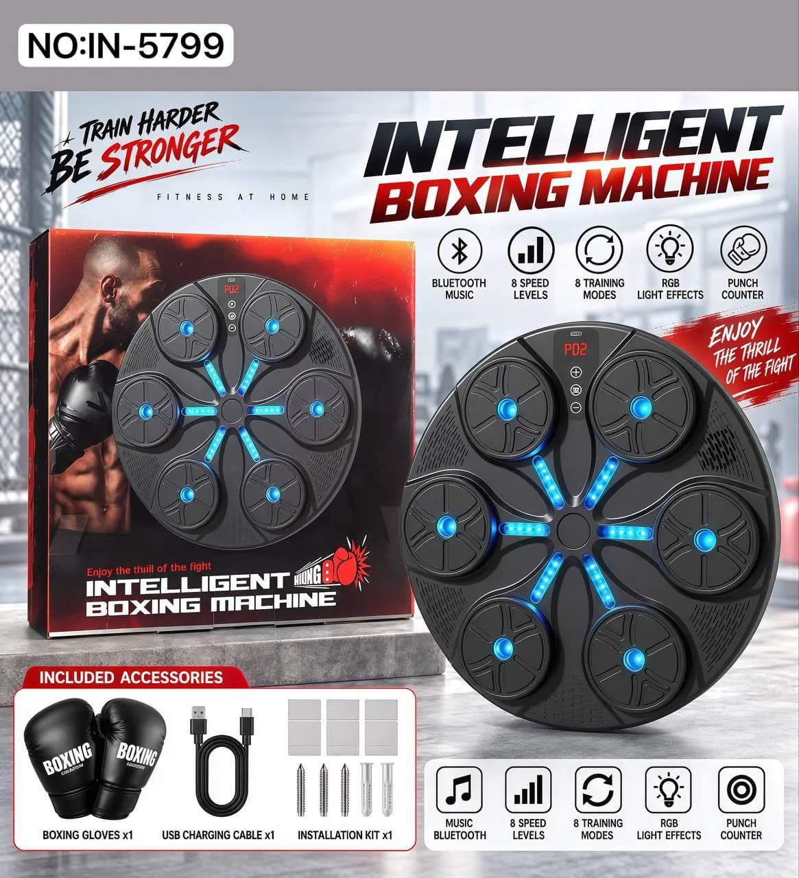 بوکس دیجیتال هوشمند دیواری مدل IN-5799 بلوتوث دار و رقص نور RGB