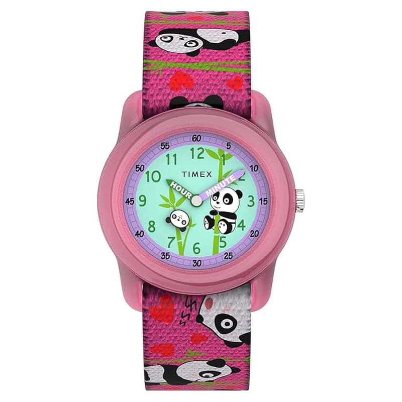 ساعت مچی کودکانه تایمکس مدل Timex TW7C77100 با بند پارچه‌ای کشی صورتی