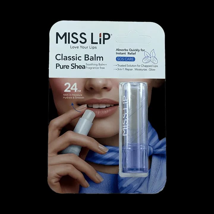 بالم لب مرطوب‌کننده شی‌باتر MISS LIP – آبرسانی و ترمیم عمیق لب‌ها