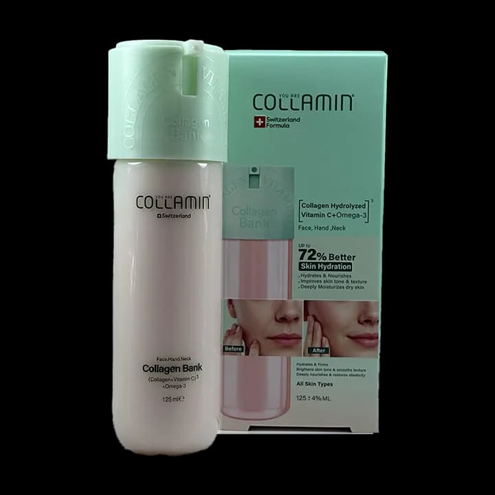 کرم مرطوب‌کننده کلاژن و امگا ۳ کلامین (Collamin) حجم ۱۲۵ میلی‌لیتر – آبرسان و تقویت‌کننده پوست