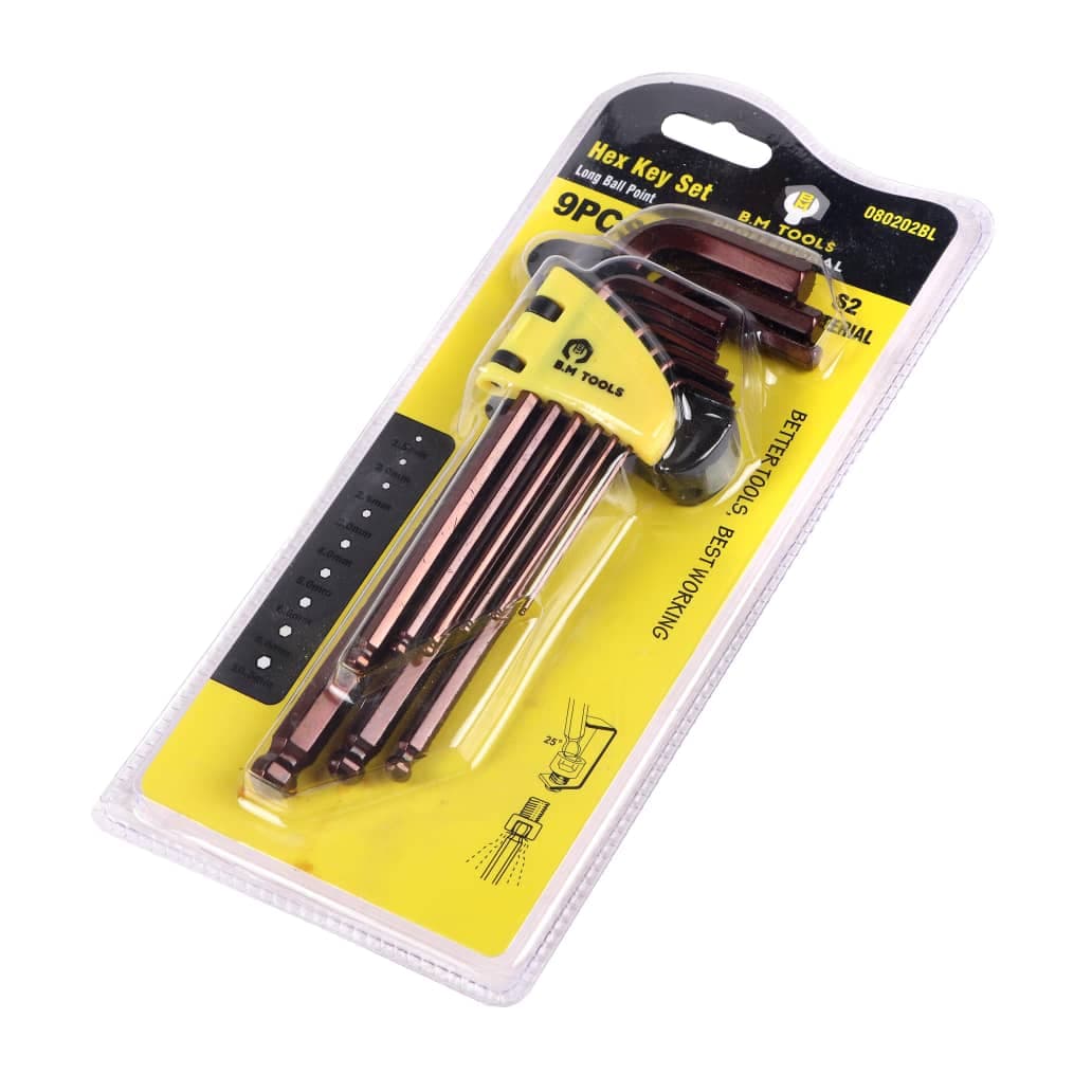 آچار آلن بلند شش گوش 9 عددی BM TOOLS