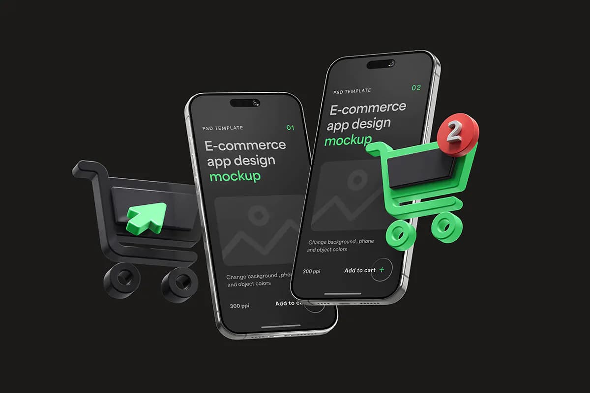 موکاپ موبایل اپ فروشگاه اینترنتی — تصویر ۴