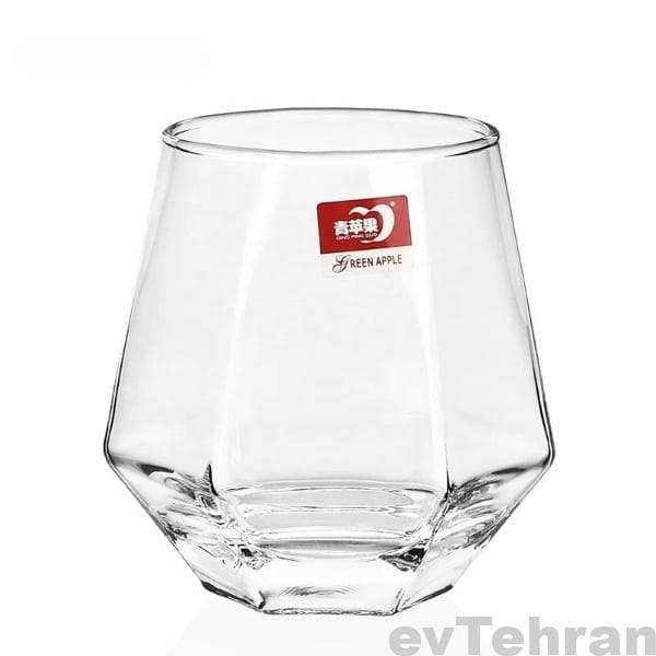لیوان شیشه‌ای 6 ضلعی برند دلی شفاف (ست 6 عددی)
