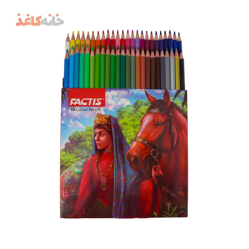 مداد رنگی 48رنگ مقوایی فاکتیس طرح دختر و اسب — تصویر ۲