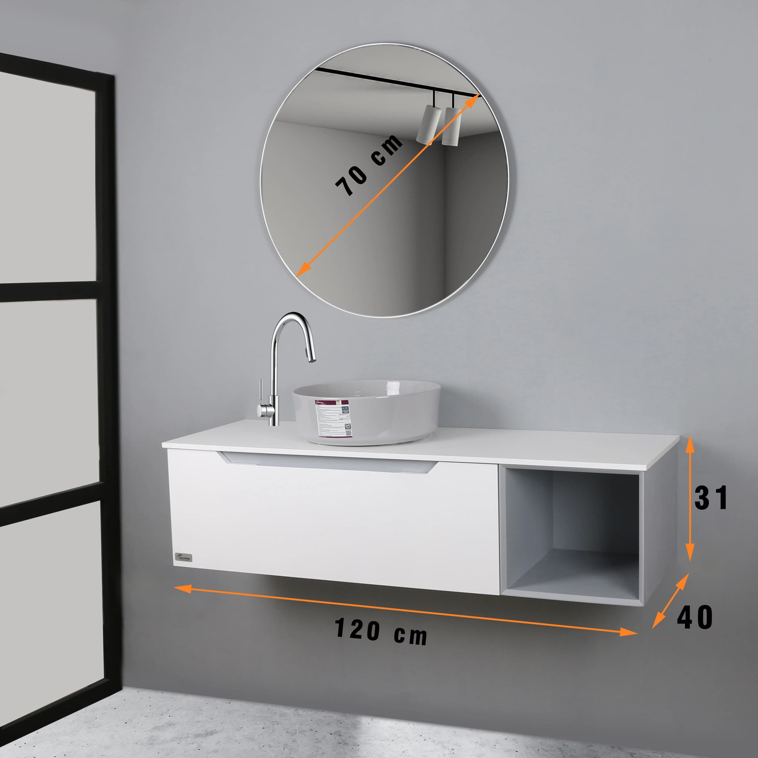 ست کابینت و روشویی دلفین مدل 12040 به همراه آینه — تصویر ۲