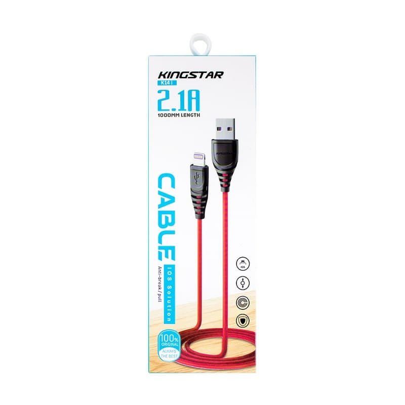 کابل شارژ کینگ استار USB به Lightning مدل K14-i (1 متری / 2.1A) — تصویر ۲