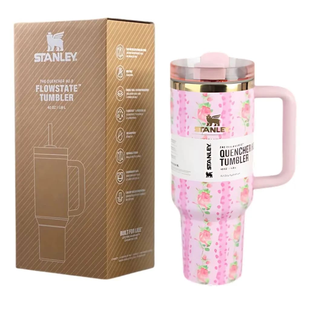 ماگ اورجینال استنلی طرح گل کالکشن Valentine گنجایش 40oz کد m184