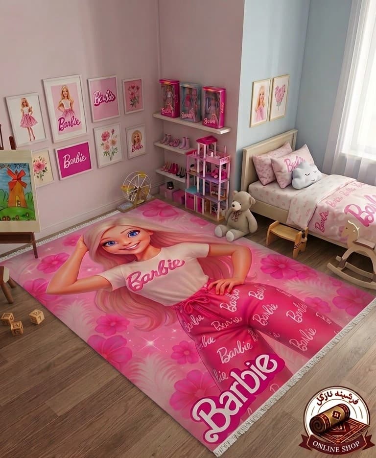 فرش چاپی سه بعدی طرح باربی 3986