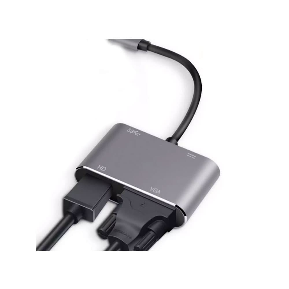 تبدیل و هاب تایپ سی USB-C To HDMI/VGA Hub With PD,USB3.0 Port — تصویر ۲