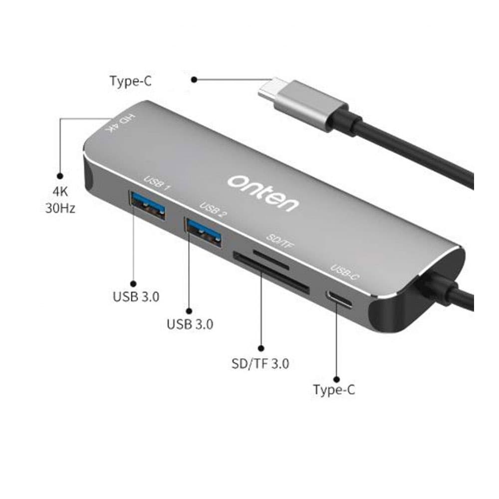 تبدیل و هاب یو اس بی اونتن مدل ONTEN OTN-95116D Type-C Dock Station — تصویر ۳