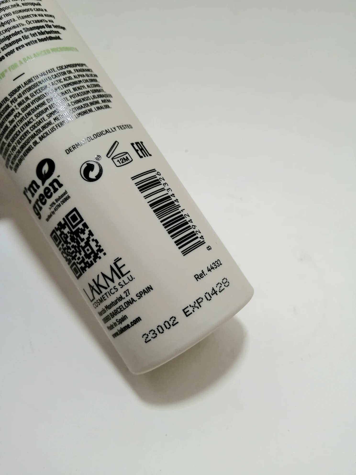 شامپو متعادلکننده چربی پوست سر لاکمه سری Scalp Care مدل PURE — تصویر ۳