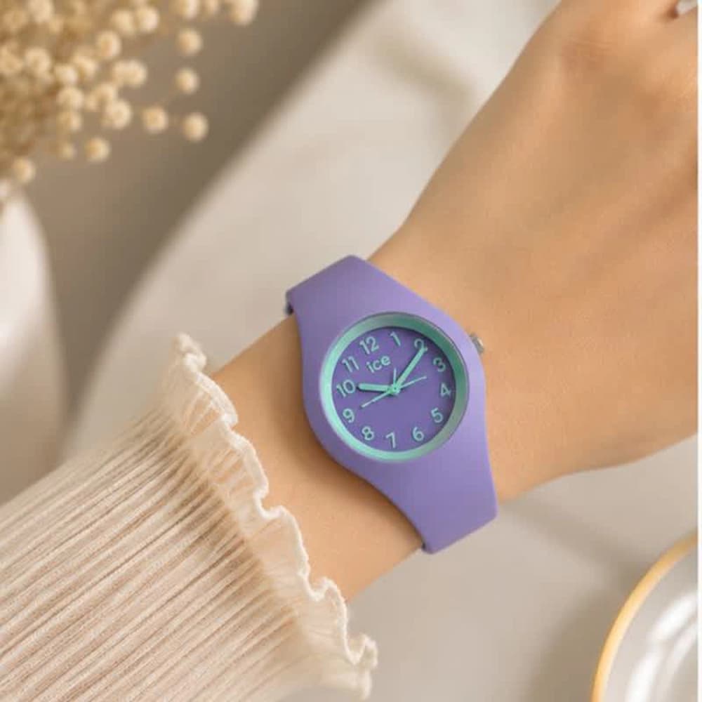 ساعت ایس واچ زنانه 14432 اسپرت فریم دایره بند رابر نانو بنفش صفحه ای بنفش آبی ضد آب استخری — تصویر ۳