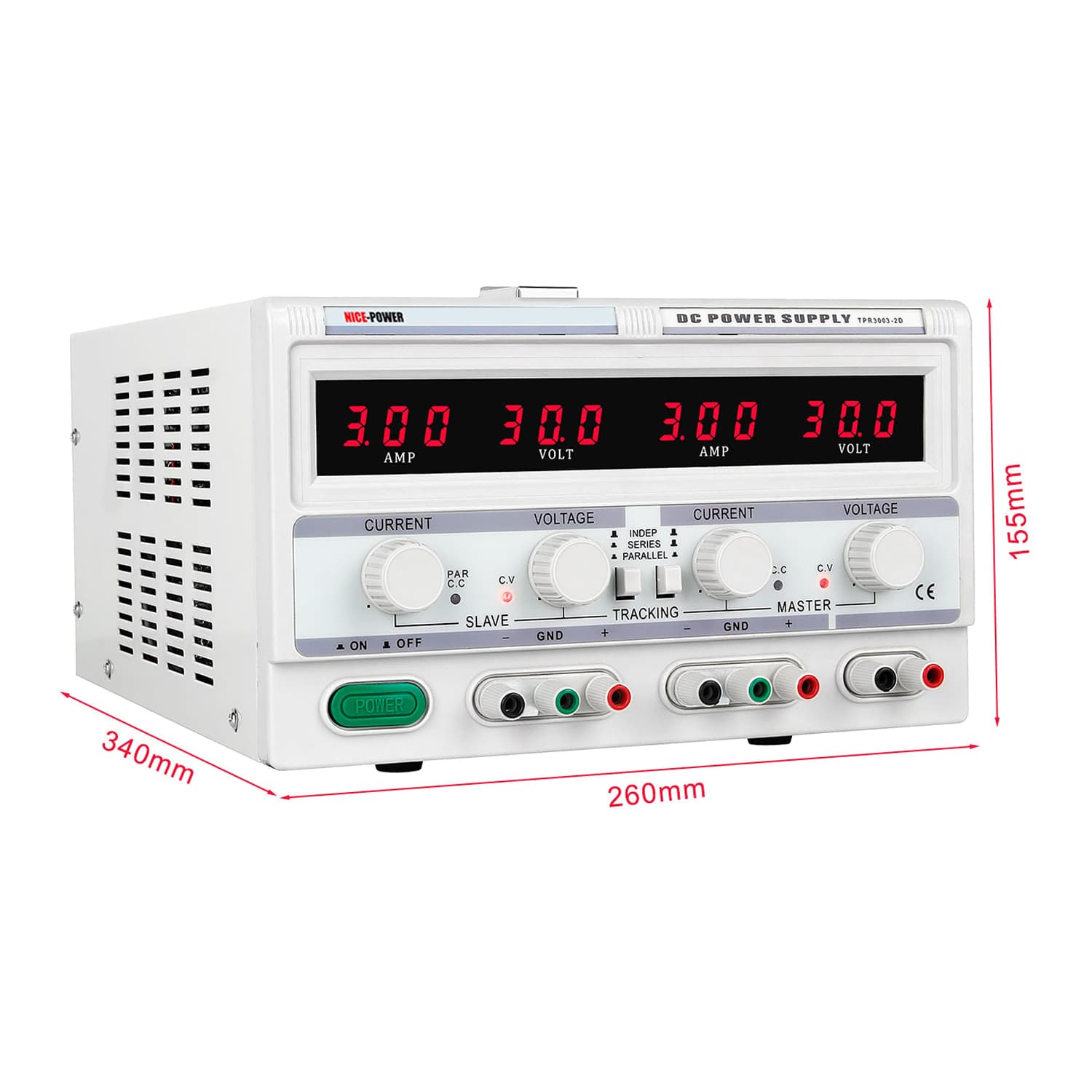 منبع تغذیه دوبل 30 ولت 3 آمپر مدل Nice-Power TPR3003-2D — تصویر ۳
