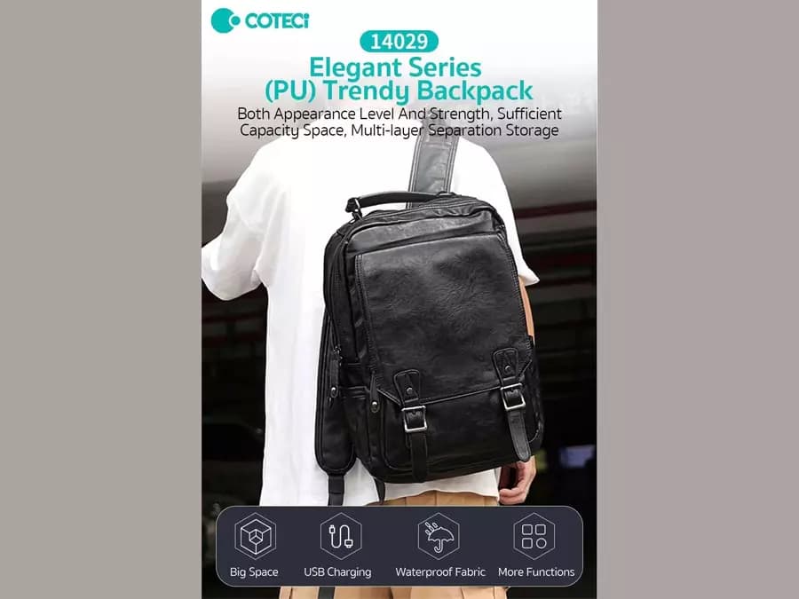 کوله پشتی ضدآب کوتتسی Coteetci Elegant series Trendy Backpack 14029-BK (اورجینال ارسال فوری) — تصویر ۴
