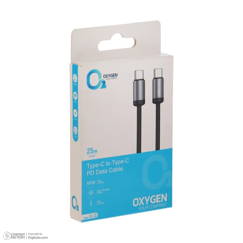 کابل شارژ USB-C اکسیژن طول 25 سانتی متر — تصویر ۲
