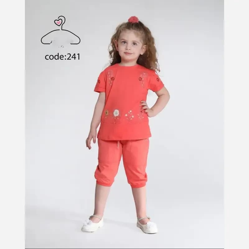 ست تاپ و شلوارک دخترانه جنس بلوز پنبه لاکرا و شلوارک کتان سایز 40 تا 55 — تصویر ۶
