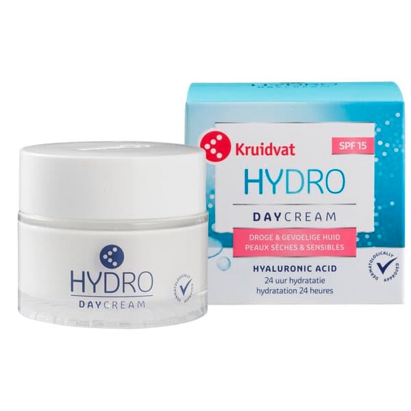 کرم روز آبرسان مدل هیدرو کرویدوات kruidvat spf15 مناسب پوست خشک و حساس 50 میل