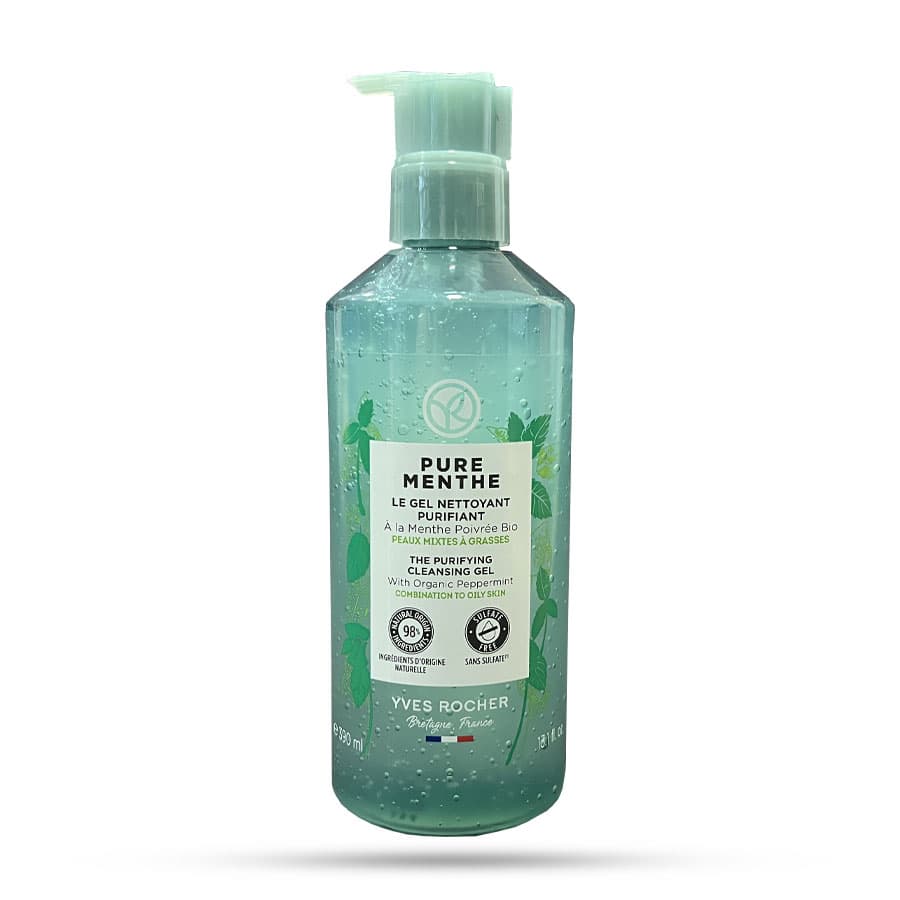 ژل شستشو صورت ایوروشه مدل PURE MENTHE مخصوص پوست مختلط و چرب 390 میل