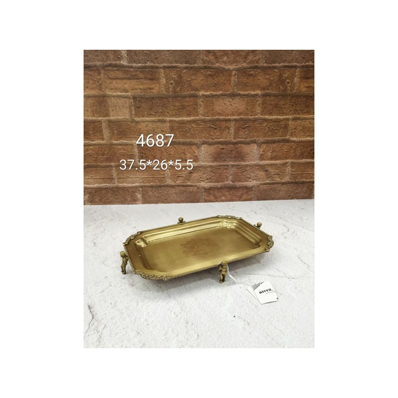 سینی پذیرایی برنجی پایه فرشته 4687