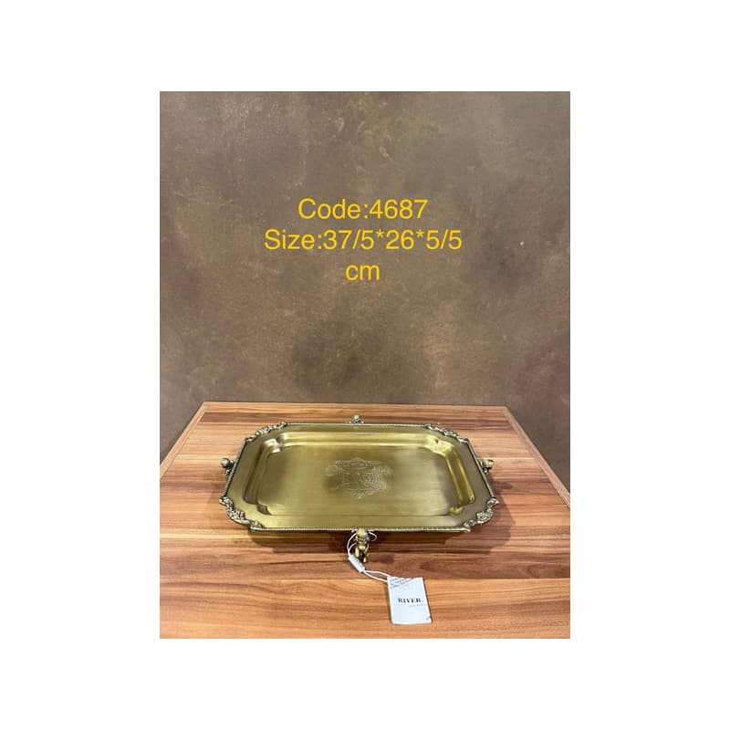 سینی پذیرایی برنجی پایه فرشته 4687 — تصویر ۴