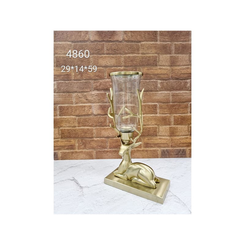 شمعدان، جاشمعی برنجی طرح گوزن نشسته4860