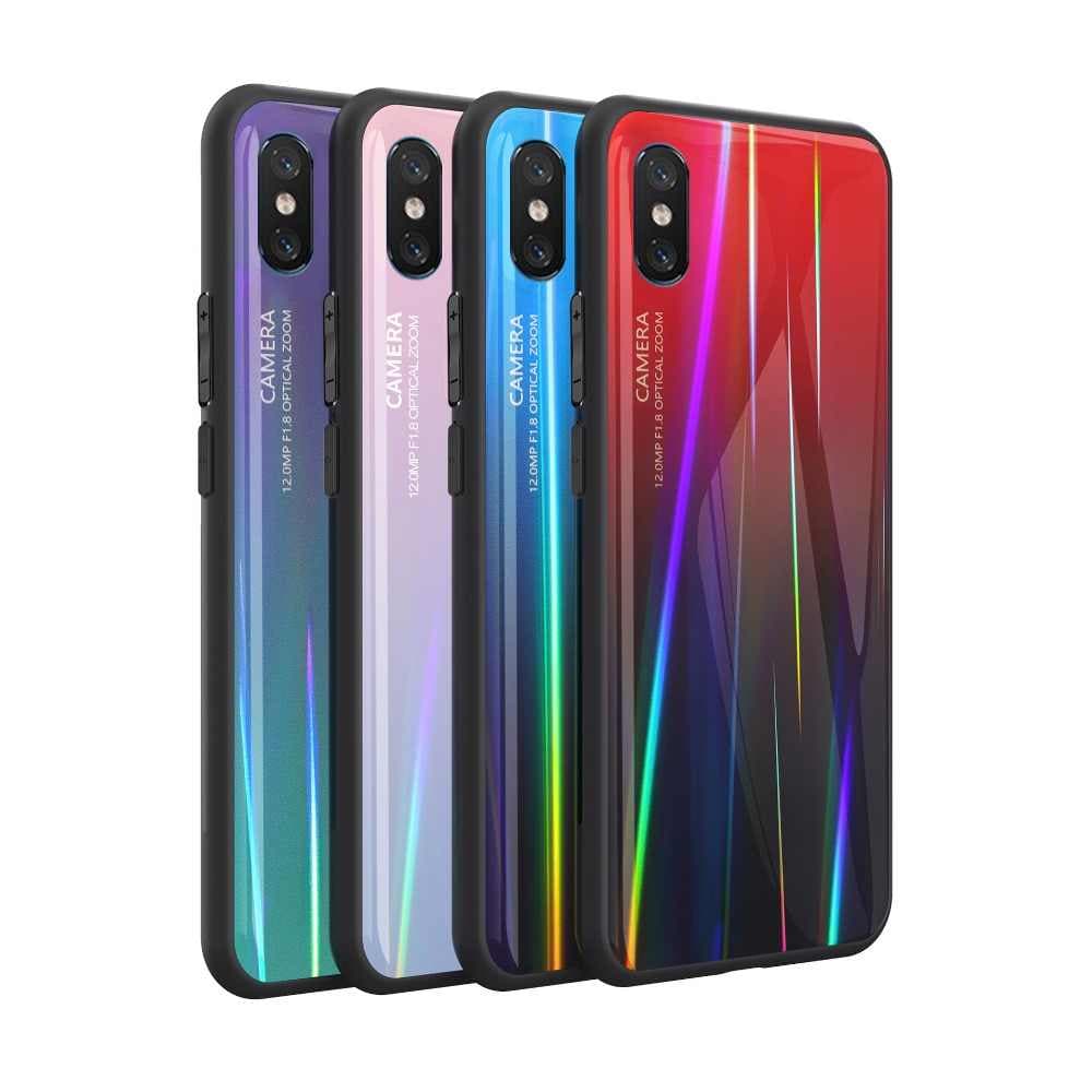 قاب لیزری آیفون Baseus Laser Aurora Gradient Glass Case For IPHONE XR