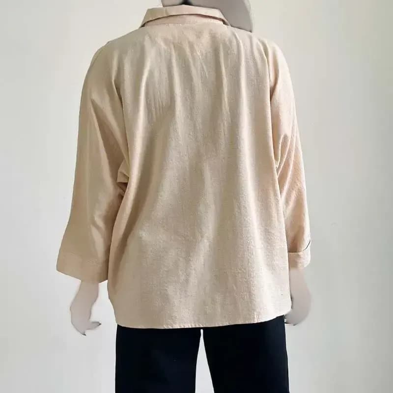 شومیز لینن خفاشی زنانه قد 67 سانت دور سینه 144 سانت کد 1365 — تصویر ۹