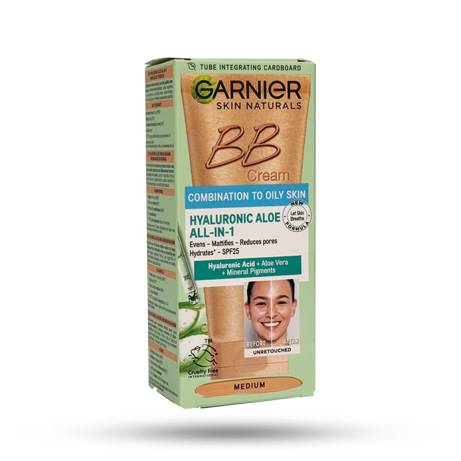 بی بی کرم 5 کاره گارنیر رنگ مدیوم مناسب پوست مختلط و چرب SPF25 حجم 50 میل — تصویر ۲