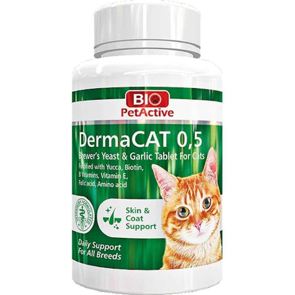 قرص مخمر پوست و مو گربه بایوپت اکتیو مدل DermaCat تعداد ۱۵۰ عدد