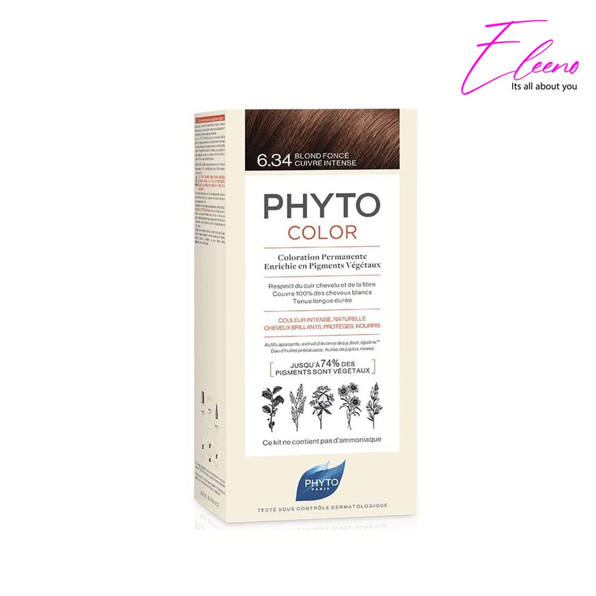 رنگ مو فیتو بلوند مسی تیره 6.34 بدون آمونیاک Phyto 6/34