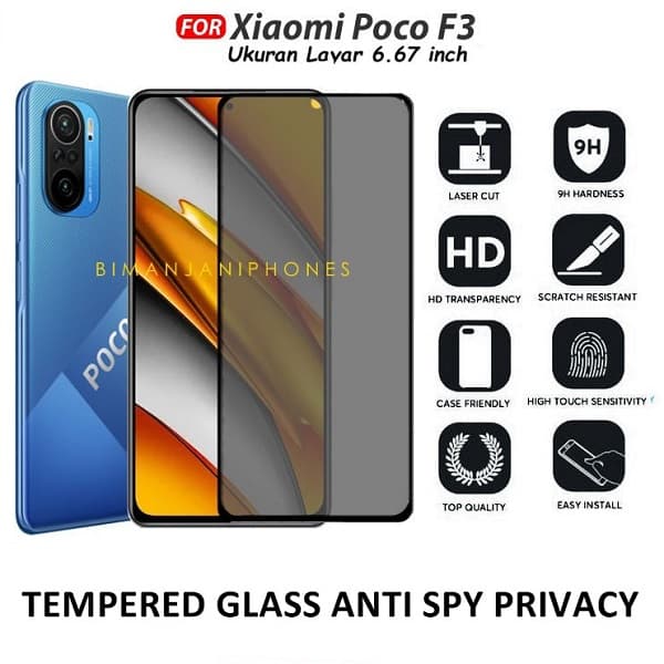 گلس حریم شخصی گوشی شیائومی پوکو X3 GT محافظ صفحه نمایش شیشه ای Xiaomi Redmi Note 9 Pro / Poco X3 Pro / X3 / X3 GT / F3 — تصویر ۷