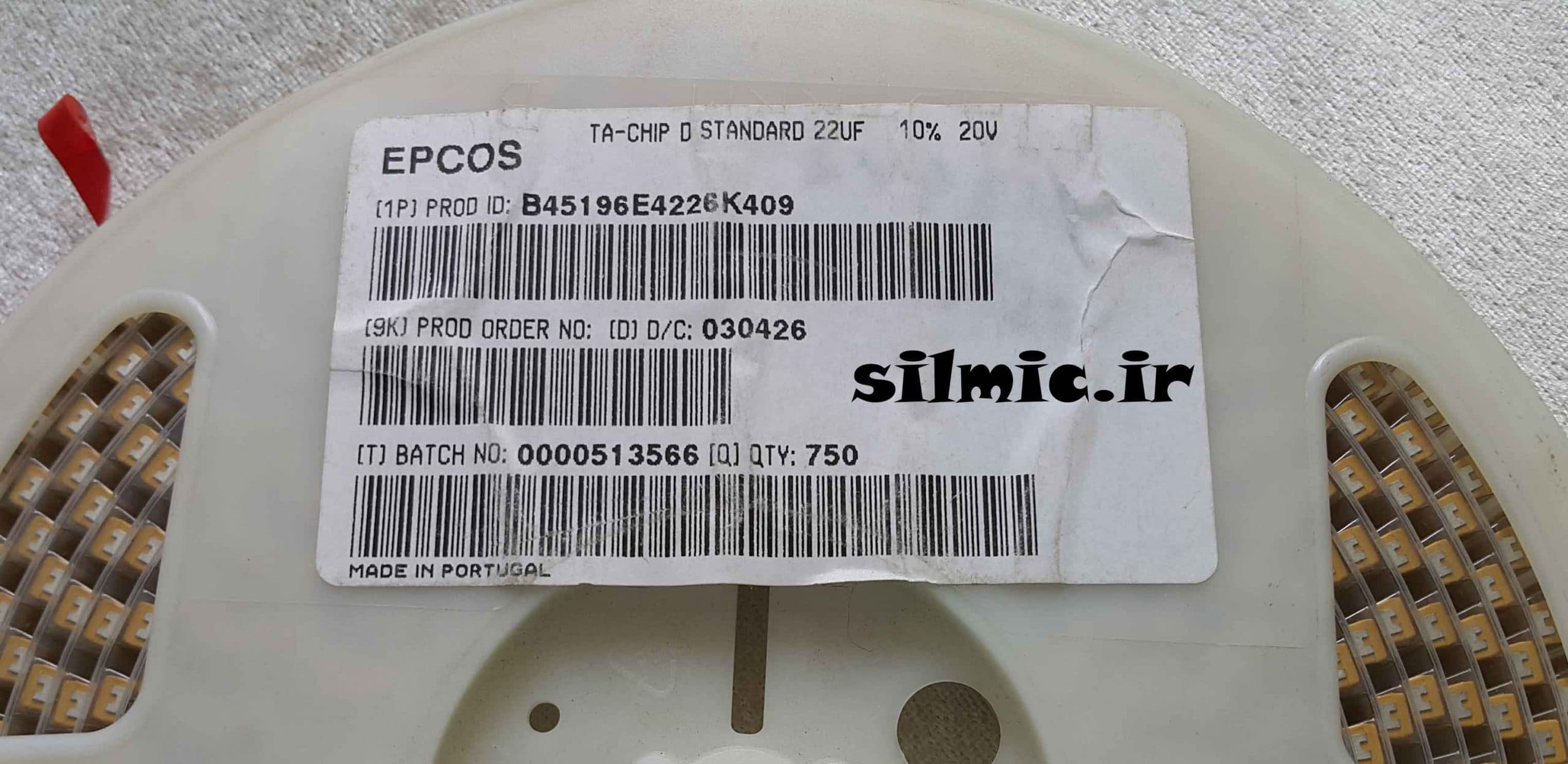 خازن تانتالیوم 22 میکرو فاراد 20 ولت SMD ساخت EPCOS/KEMET پرتغال سری استاندارد — تصویر ۲