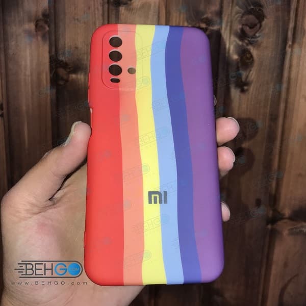 قاب گوشی شیائومی ردمی 9 تی کاور سیلیکونی رنگین کمان با محافظ لنز دوربین Xiaomi Redmi 9T — تصویر ۵