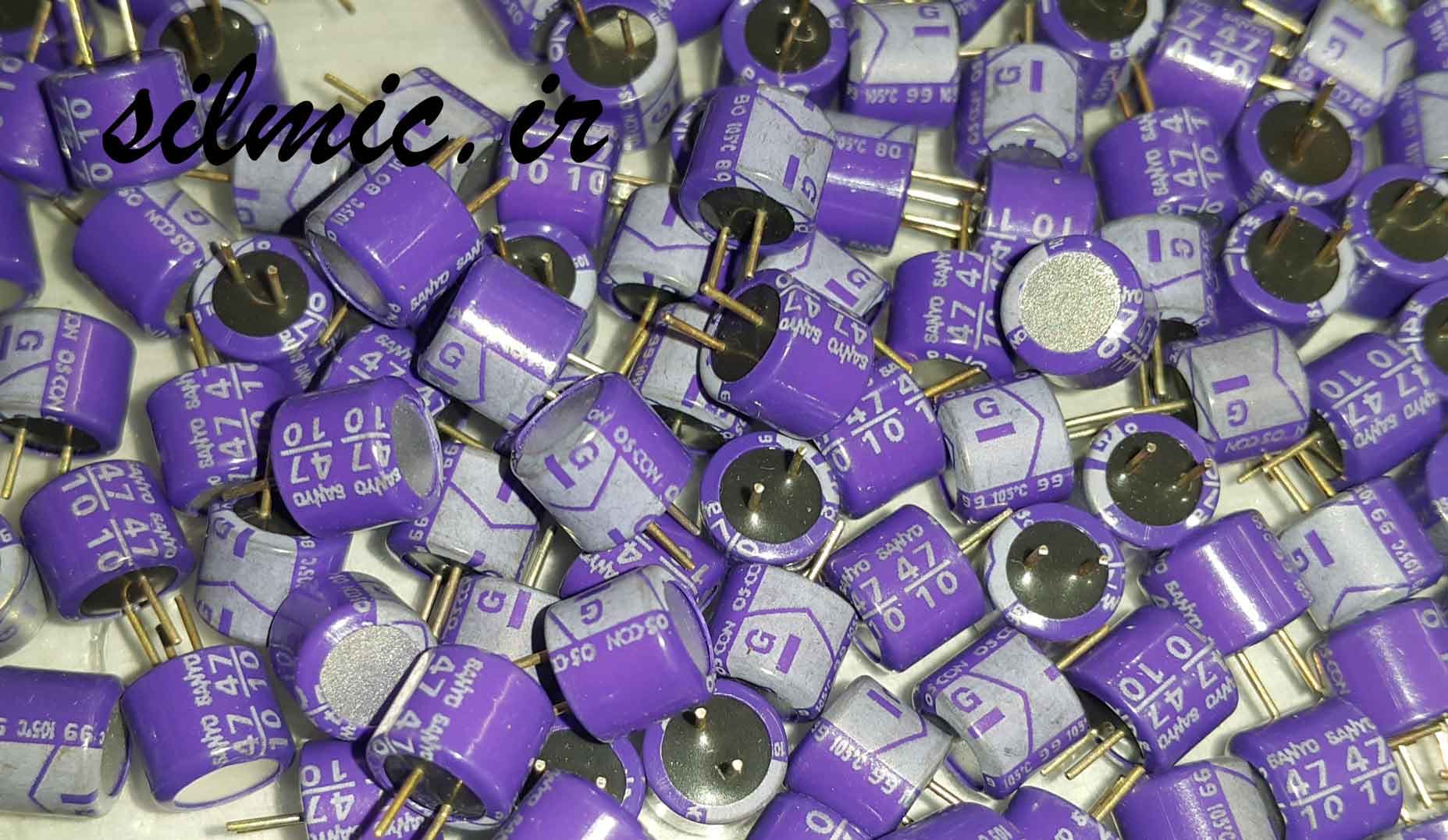 خازن جامد های فای 47 میکرو فاراد 10 ولت os-con ساخت sanyo ژاپن سری SL — تصویر ۲