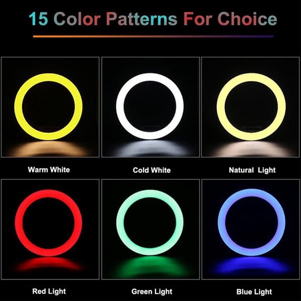 رینگ لایت اصلی 12.99 اینچ RGB با سه پایه 2.1 متری مدل MJ33 — تصویر ۲