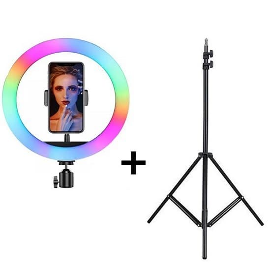 رینگ لایت حرفه ای با پایه 2 متری مدل RGB RING LIGHT MJ26 — تصویر ۲