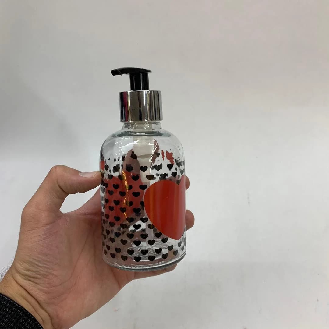 پمپ مایع دستشویی شیشه ای طرح قلب کد ۳۶۱ — تصویر ۲