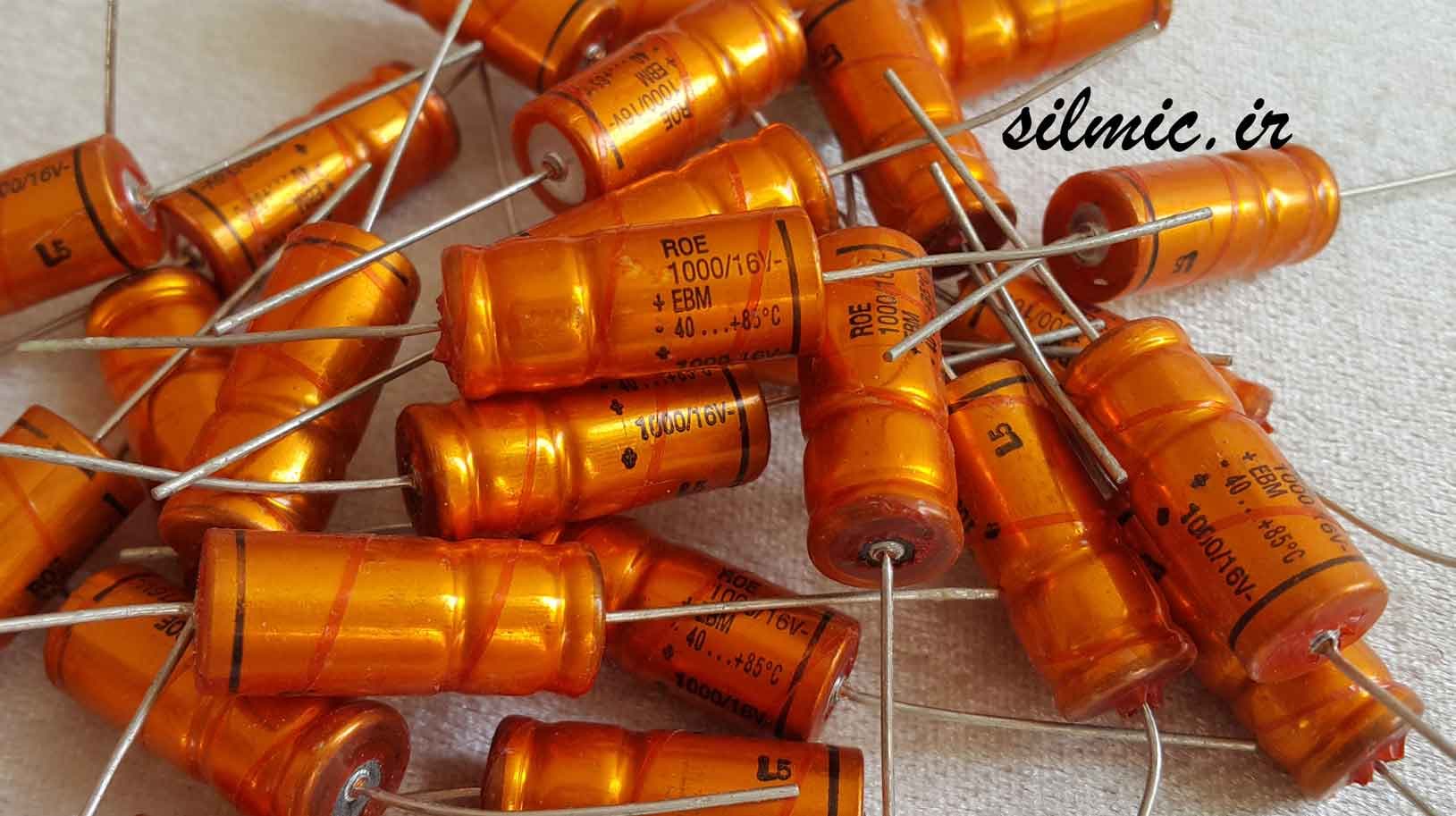 خازن آدیو اکسیال 1000 میکرو فاراد 16 ولت (Roederstein)ROE آلمان سری EBM — تصویر ۲