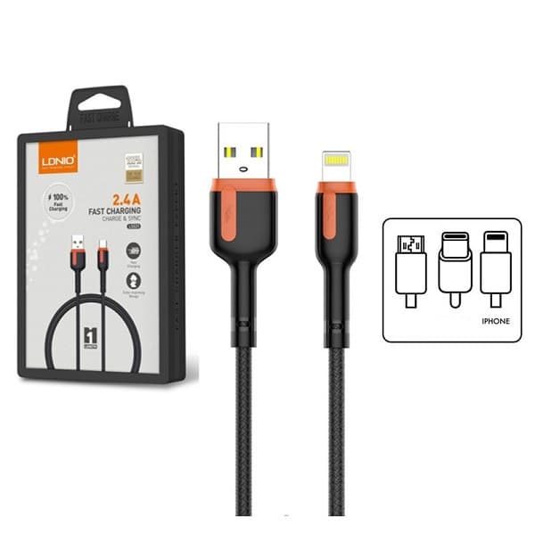 کابل شارژر ایفون درگاه لایتنینگ برند اصلی الدینیو LDNIO LS531 Apple Iphone