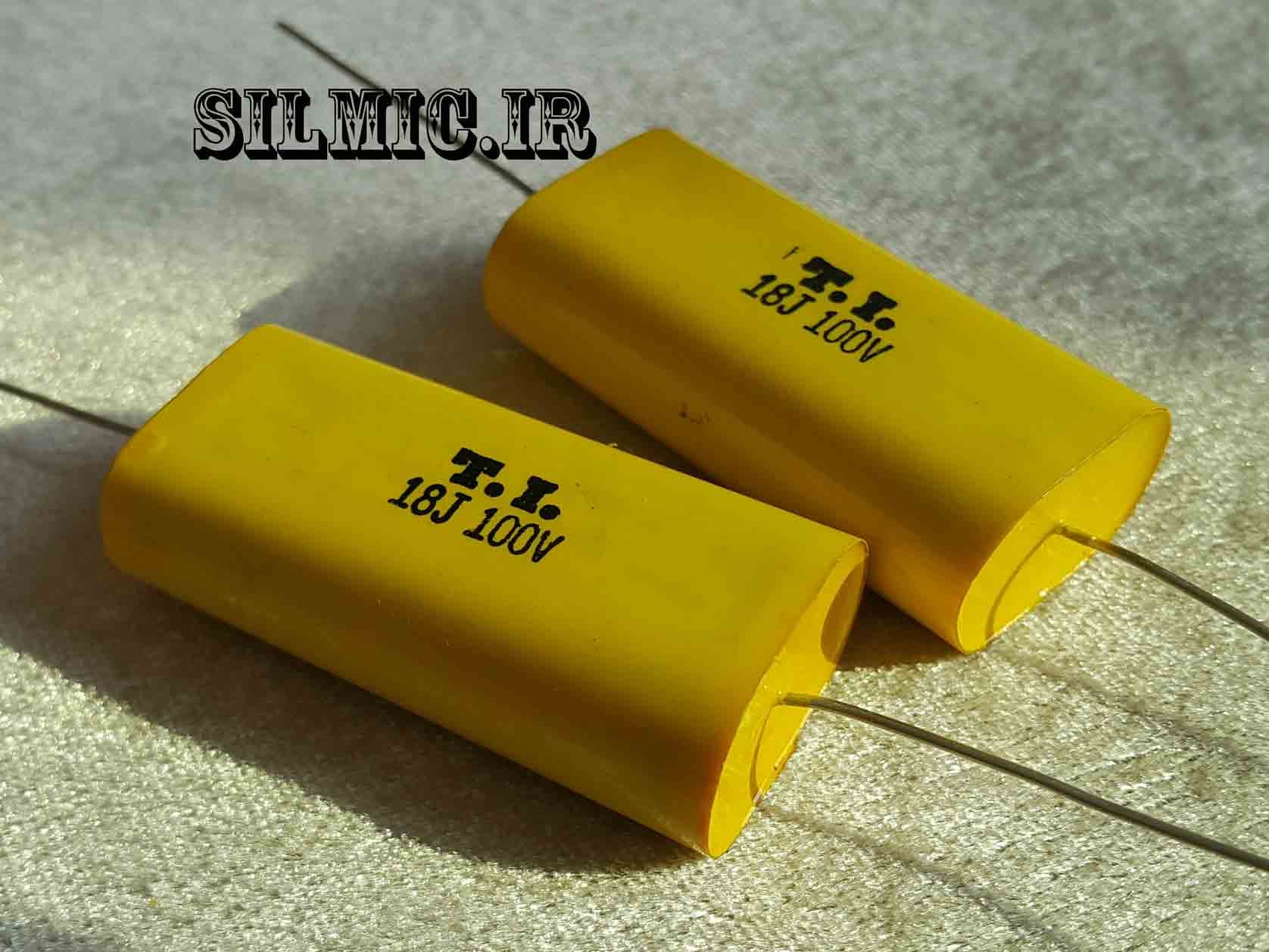 خازن کراس اور اکسیال 18 میکرو فاراد 100 ولت ساخت Tecate آمریکا با گرید صوتی — تصویر ۲