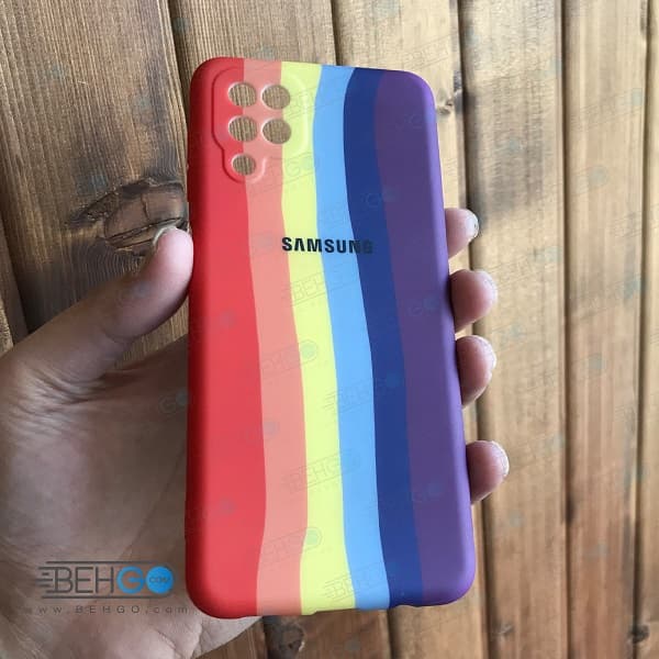قاب گوشی سامسونگ A12 کاور سیلیکونی رنگین کمان با محافظ لنز دوربین Samsung A12 — تصویر ۳
