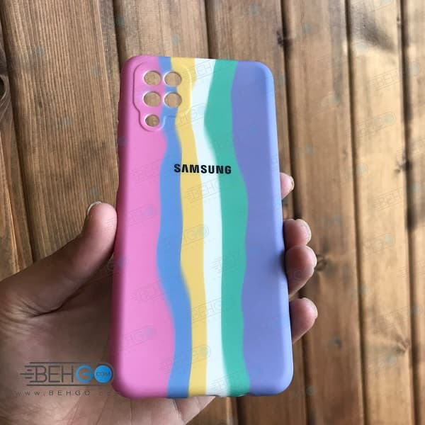 قاب گوشی سامسونگ A12 کاور سیلیکونی رنگین کمان با محافظ لنز دوربین Samsung A12 — تصویر ۴